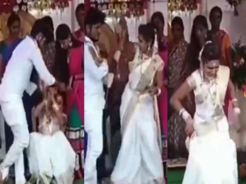 Video : Groom wore Jaymala but bride get angry see what happened next | Video: अचानक भडकलेल्या नवरीने नवरदेवाच्या तोंडावर फेकला हार आणि मग...