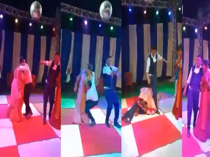 Viral Video : Husband wife dance viral video hubby tried wife to take in lap funny dance makes sensation | VIDEO : पत्नीला उचलून नाचण्यासाठी उतावळा होता पती, उचलायला तर गेला पण; हसून हसून पोट दुखेल