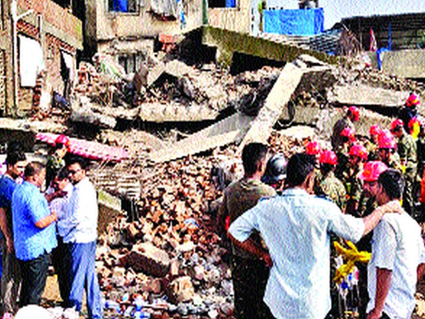 Two killed after a building collapsed in bhiwandi | सहा वर्षांपूर्वी बांधलेली इमारत कोसळून दोन ठार