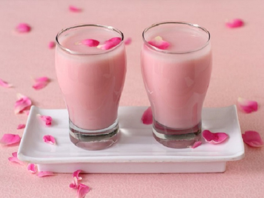 Make something like a rose and almond milk at home know recipe in marathi | असा तयार करा शरीराला थंडावा देणारा 'रोज बदाम शेक'