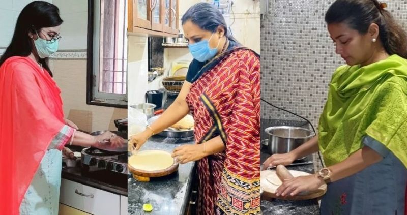 'She' is committed to fill the stomachs of common people .. Yashomati Thakur, Praniti Shinde cooked food ... | जनतेच्या उदरभरणासाठी 'त्या' कटिबद्ध... यशोमती ठाकूर, प्रणिती शिंदे, संध्याताईंनी लाटणे घेतले हाती