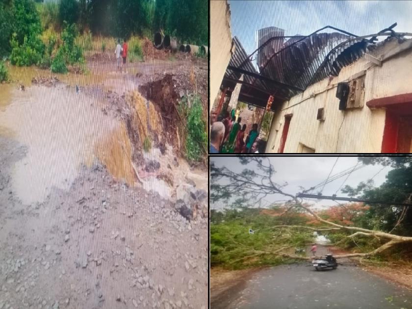 unseasonal rain with storm in Satara district; Traffic blocked due to fallen trees | सातारा जिल्ह्याला वादळीवाऱ्यासह अवकाळी पावसाचा तडाखा; झाडे पडली, पत्रे उडाले