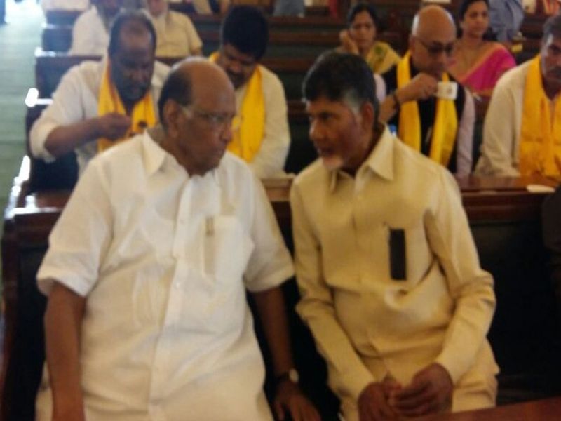 N Chandrababu Naidu met NCP Chief Sharad Pawar in Parliament | मोदी सरकारला राम-राम केलेल्या चंद्राबाबू नायडूंशी शरद पवारांचं गुफ्तगू