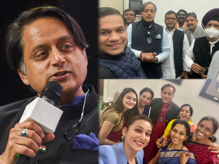shashi tharoor with male mps after trolled for selfie in lok sabha with female | Shashi Tharoor : पुरुष खासदारांसह फोटो शेअर करत शशी थरुर म्हणाले, "आता हा व्हायरल होणार नाही"
