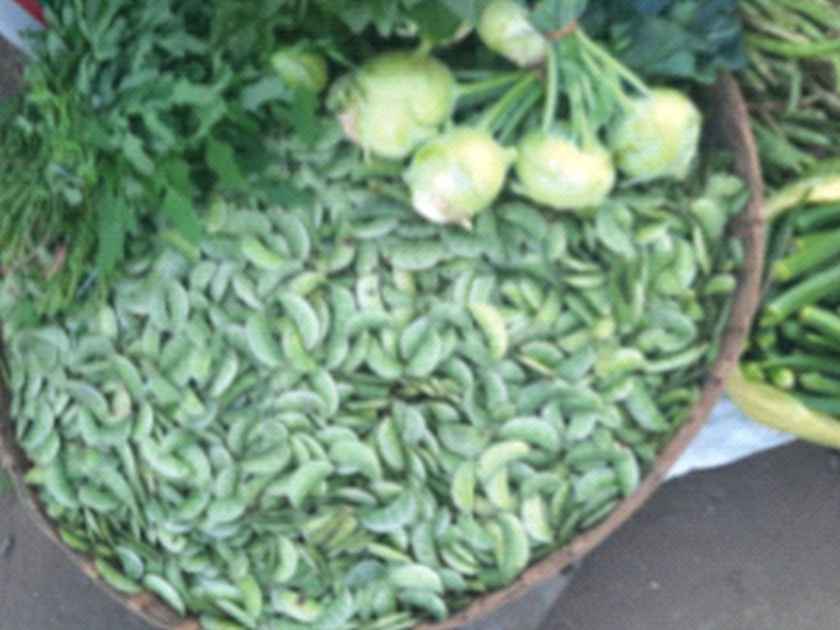 Village beans rose, selling strongly in the market | गावठी शेंगा वधारल्या, बाजारात जोरदार विक्री