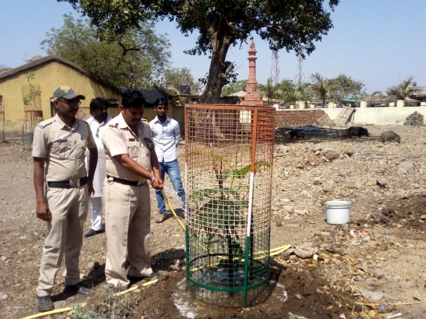 Shirpur police took care of tree | शिरपूर पोलिसांनी घेतला वृक्षसंवर्धनाचा वसा 