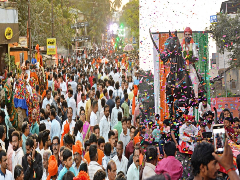Shiv Jayanti in Kolhapur On the occasion, the procession to Shivaji Peth was enthusiastic | शूर आम्ही सरदार..करतो राजेंचा जयजयकार, कोल्हापुरात शिवाजी पेठेच्या मिरवणुकीने वातावरण शिवमय 
