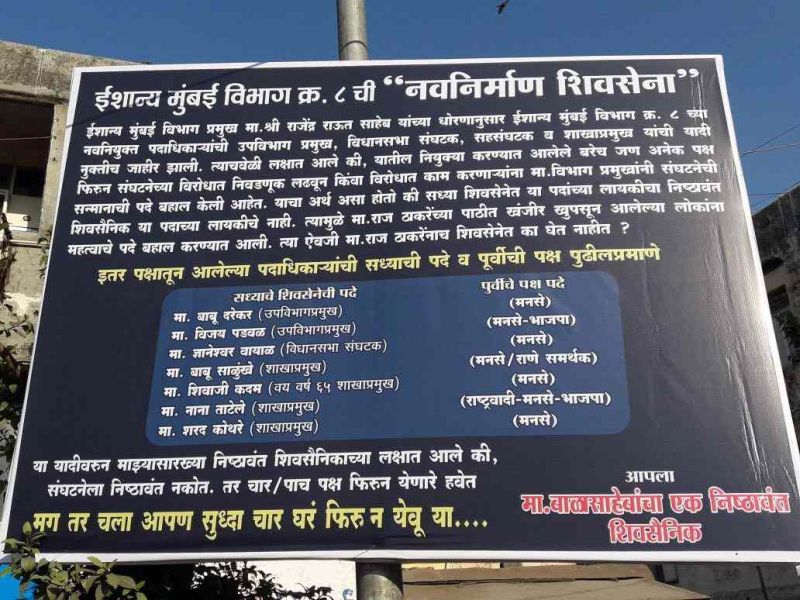 shivsainiks controversy over branch chief designation | 'राज ठाकरेंनाच शिवसेनेत का घेत नाही?', नाराज शिवसैनिकांची पोस्टरबाजी 