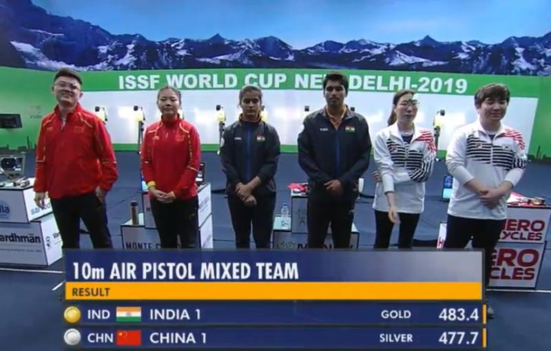 India's Manu Bhakra and Saurabh Choudhary bagged the gold medals in the Shooting World Cup | Good News... भारताच्या मनु भाकर आणि सौरभ चौधरी यांना सुवर्णपदक