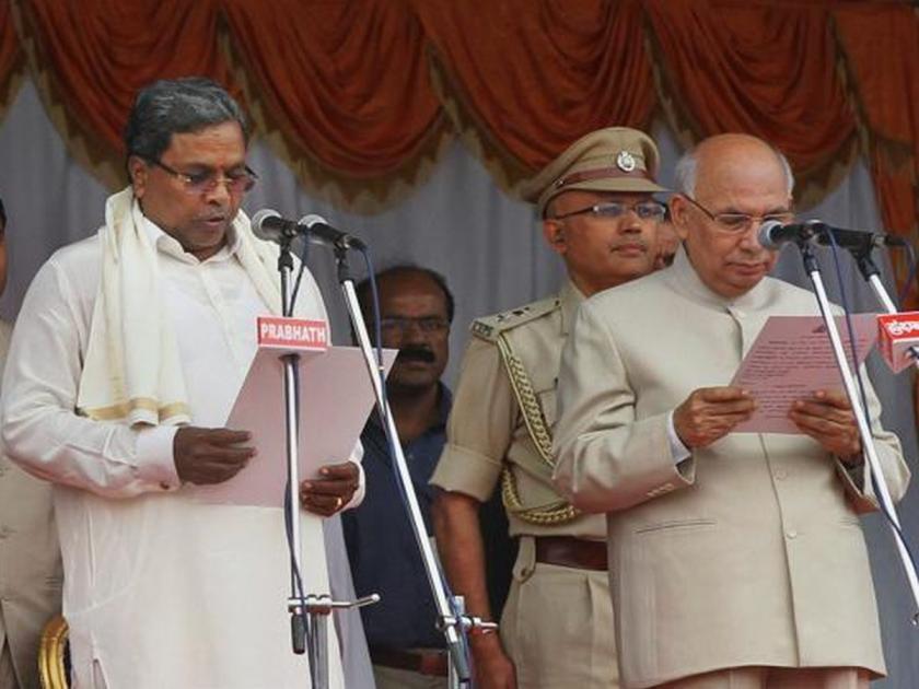 BJP opponents gather in Bangalore; siddaramaiah took oath as CM in Karnataka | बंगळुरूमध्ये भाजपविरोधकांनी आवळली 'वज्रमूठ'; खर्गेंच्या मुलगा मंत्रिपदी, शिवकुमार उपमुख्यमंत्री
