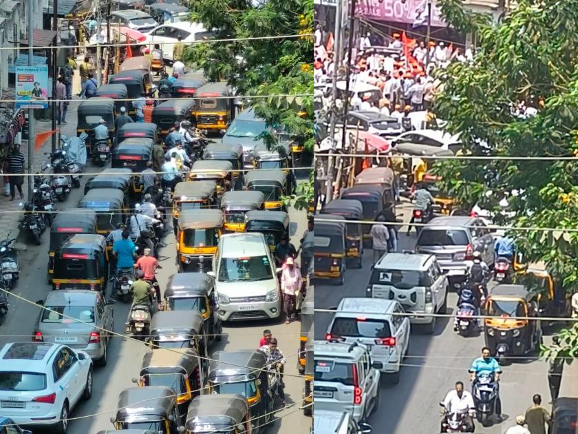 Traffic jam in city due to Uddhav Sena candidate filing rally; Dombivlikar was upset | उद्धव सेनेच्या उमेदवाराचा अर्ज भरण्याच्या रॅलीमुळे शहरात ट्रॅफिक जाम; डोंबिवलीकर वैतागले