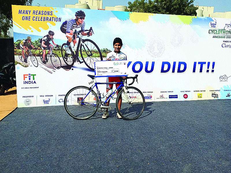 Cyclothon Competition in Gujarat: Alibaug's Forty First | गुजरातमधील सायक्लोथॉन स्पर्धा : अलिबागची चैताली प्रथम