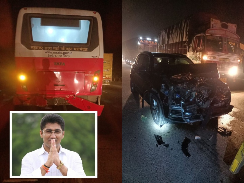 NCP MLA Sangram Jagtap's car crashes; Luckily survived briefly | राष्ट्रवादीचे आमदार संग्राम जगताप यांच्या गाडीला अपघात; सुदैवाने थोडक्यात बचावले