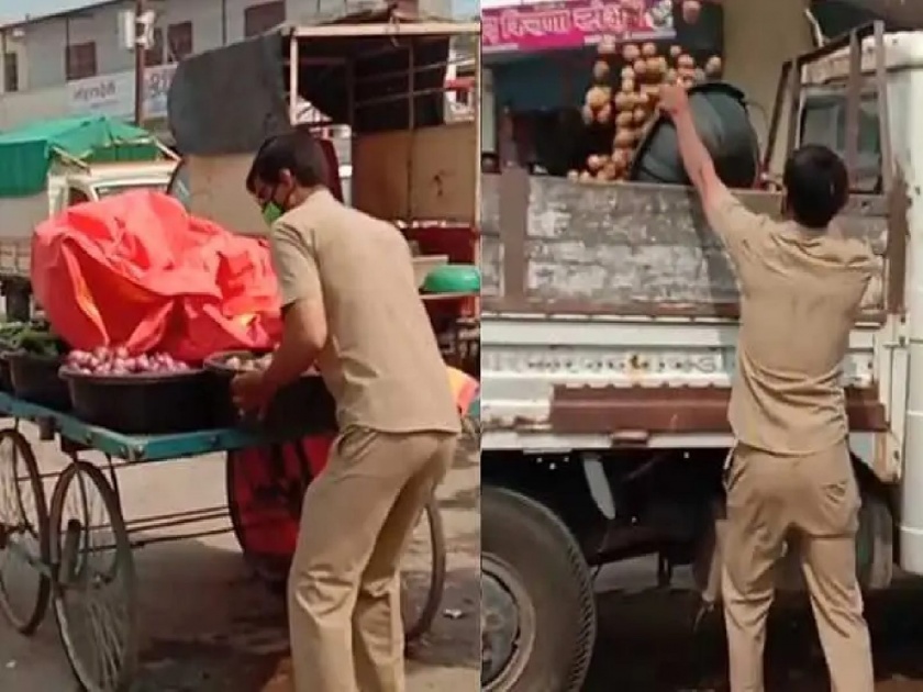 Video: The Son took action against the mother who broke the rules of Lockdown in Ahmadnagar Pathardi | Video: कर्तव्यनिष्ठेला सलाम! नियम मोडणाऱ्या भाजीविक्रेत्या आईवरच मुलानं केली कारवाई