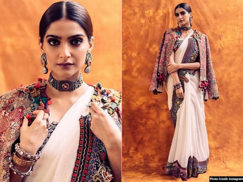 Sonam kapoor fashion beauty tips for upcoming festival sonam kapoor traditional saree look style | फेस्टिव्ह सीझनमध्ये ट्राय करा सोनमचा लेटेस्ट साडी लूक; फोटो पाहून तुम्हीही पडाल प्रेमात