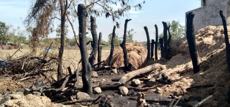 Fire at stable; Two buffalo deaths, two lakh loss |  गोठ्याला आग; दोन म्हशीचा मृत्यू, दोन लाखाचे नुकसान