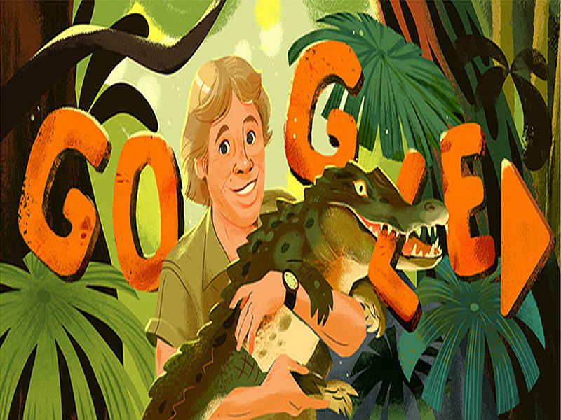 google dedicated its doodle to crocodile hunter steve irwin | Steve Irwin : 'क्रोकोडाइल हंटर' स्टीव्ह यांना गुगलचा डुडलरुपी सलाम