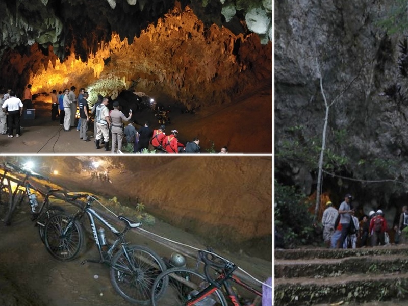 Authorities search for football team trapped in Thailand cave | फुटबॉल संघ अडकला गुहेत, 12 खेळाडू आणि प्रशिक्षकास वाचविण्याचे प्रयत्न सुरु