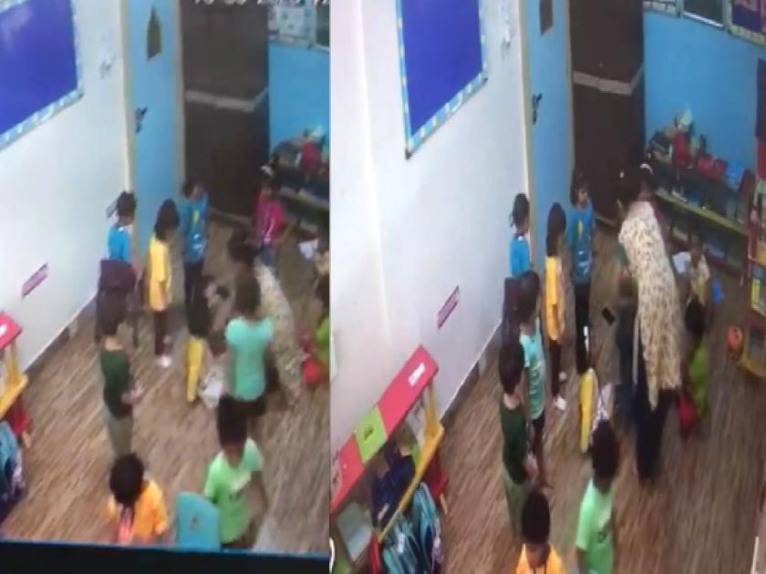The teacher kept the little boy tied Parents demand action | धक्कादायक! शिक्षिकेने चिमुरड्याला ठेवले बांधून; पालकांची कारवाईची मागणी