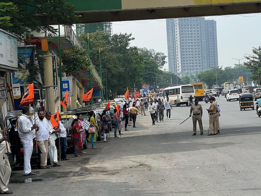 Thane: MNS protest in front of Elgar, Anandnagar entrance against proposed toll hike | Thane: प्रस्तावित टोल दरवाढी विरोधात मनसेचा एल्गार, आनंदनगर प्रवेशद्वारासमोर साखळी आंदोलन