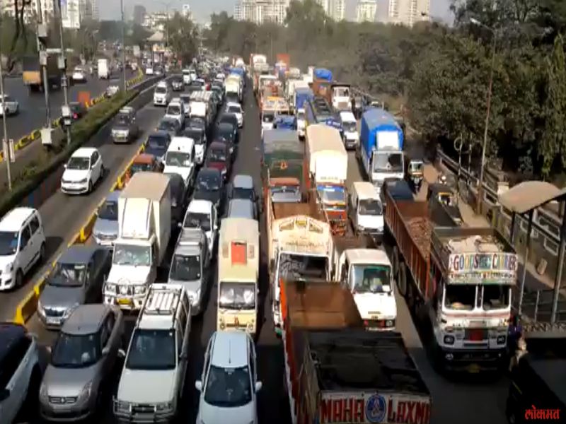 mumbai traffic jam on western express highway | वेस्टर्न एक्स्प्रेस हायवेवर ट्रक बंद पडल्यामुळे वाहतूक कोंडी