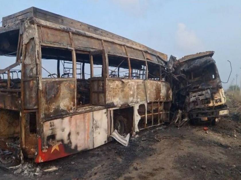 Six people killed in bus-lorry collision in Andhra's Palnadu district | धक्कादायक! आंध्र प्रदेशात भीषण अपघात, महामार्गावर बस-ट्रकची धडक, सहा जणांचा होरपळून मृत्यू