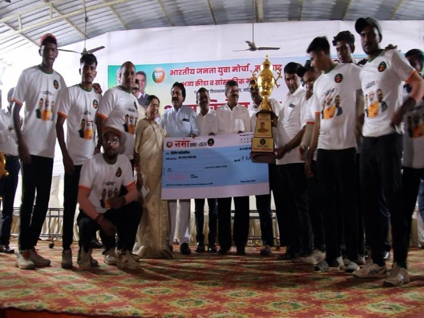 turbhe team won the namo cup 2024 in cricket tournament in navi mumbai | 'नमो चषक २०२४' क्रिकेट स्पर्धेत तुर्भे संघाची बाजी