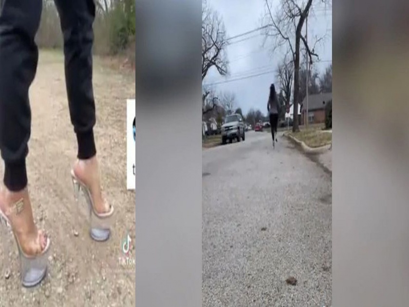 Woman runs in high heels people said the power she has see viral video | हाय हिल्स घालून ती धाव धाव धावली; कधीही पाहिला नसेल असा स्टंट, व्हिडीओ झाला तुफान व्हायरल
