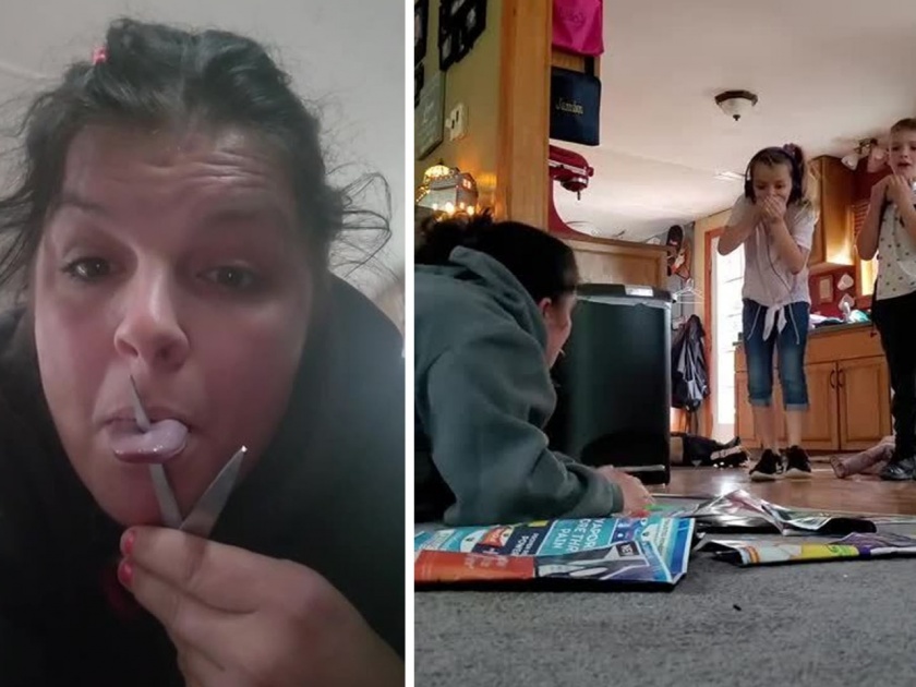 Watch viral video of mother with horrific prank to children | Video : आईने मुलांसोबत केलेला प्रँक पाहून तुम्हीही म्हणाल; आई आहे की वैरीण