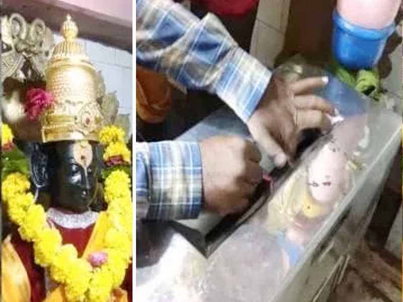 a thief tried to take money from donation box in Pandharpur Vitthal Temple, captured in CCTV | विठ्ठल मंदिरातील दानपेटी भरल्याचं पाहून चोराचे डोळे चमकले; बघा, पुढे काय घडले!  