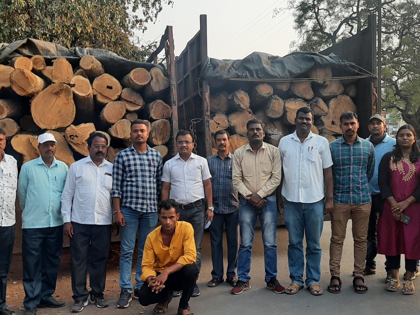 Forest department action against timber transporters | लाकूड वाहतूक करणाऱ्यावर वनविभागाची कारवाई
