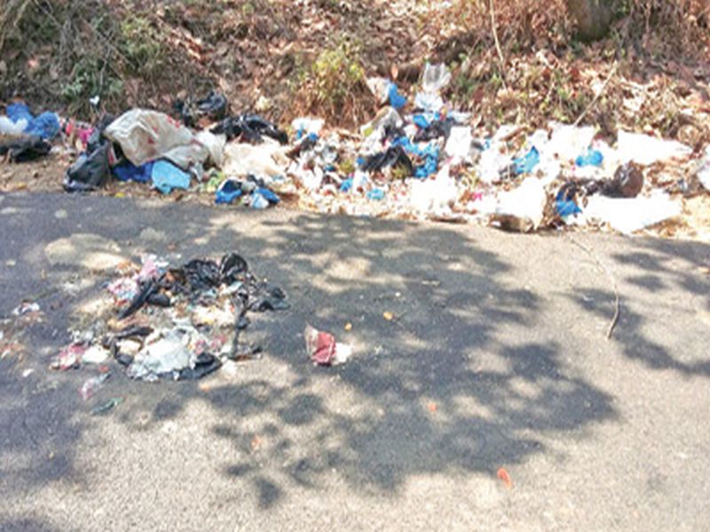 'A' Swachh Bharat Abhiyan: tourist harbors due to the rubbish of roads | 'अ'स्वच्छ भारत अभियान : गोव्यात रस्त्याकडील कच-याच्या ढिगा-यामुळे पर्यटक हैराण