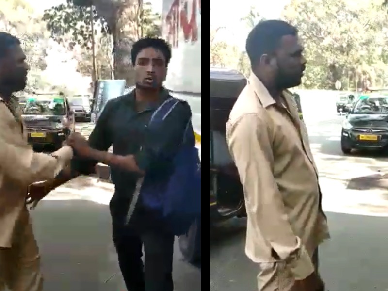 Mujor rickshaw driver killed; MNS workers have done it | Video : मुजोर रिक्षाचालकाची प्रवाशाला मारहाण; मनसे कार्यकर्त्यांनी केले पोलिसांच्या हवाली