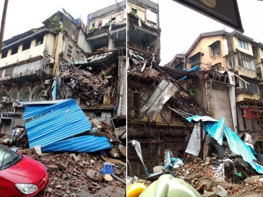 4 storey Ahmed building collapsed in the Crawford Market area | क्रॉफर्ड मार्केट परिसरातील ४ मजली अहमद इमारत कोसळली 