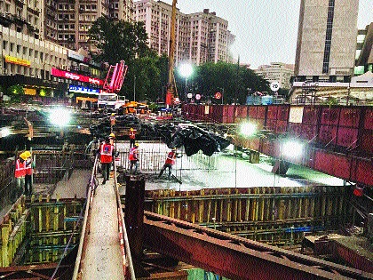 The subway Metro will run at high speed, the work of the mold of the Vidhan Bhavan station has been completed | भुयारी मेट्रो वेगाने धावणार, विधानभवन स्थानकाच्या साच्याचे काम पूर्ण