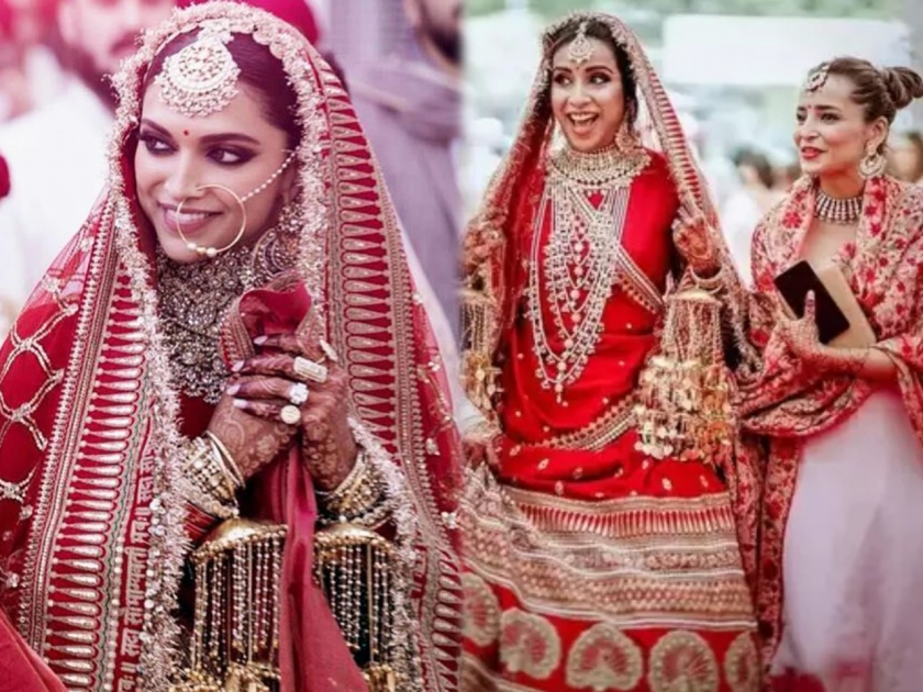 Sabyasachi mukherjee lehenga collection bride wore deepika padukone bridal lehenga in her wedding | १ नंबर! नव्या नवरीनं केला दीपिकासारखा जबरदस्त वेडिंग लुक;  सोशल मीडियावर होतंय कौतुक