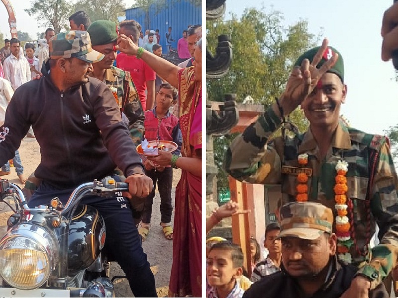 Soldiers are for you; A warm welcome to the birthplace of Jawan Gopal Gangurde | सैनिक हो तुमच्यासाठी; जवान गोपाल गांगुर्डे यांचे जन्मभूमीत जंगी स्वागत