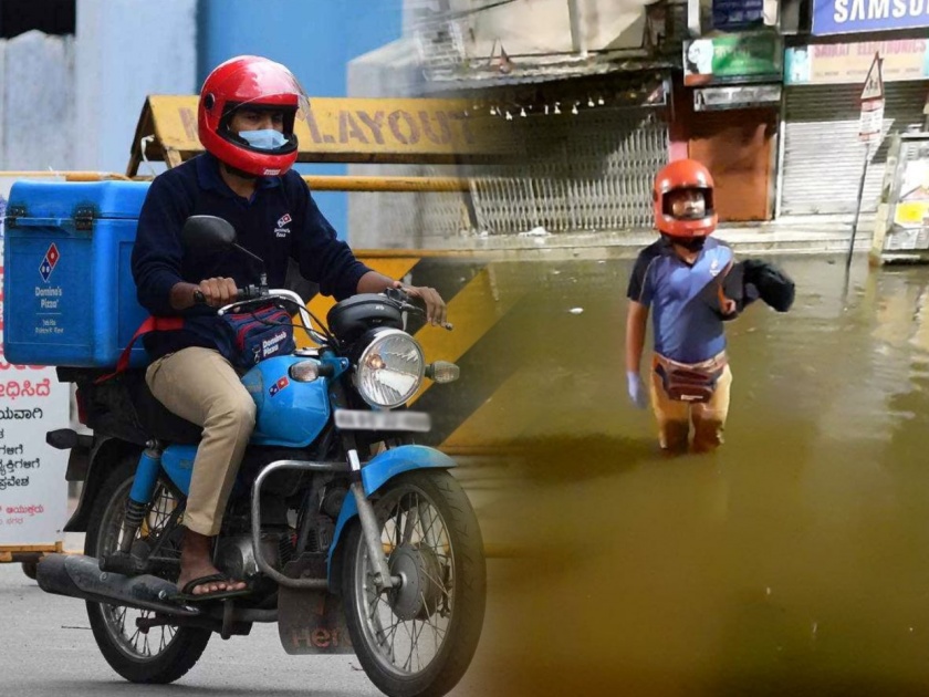 viral photo of dominos delivery boy delivering food during heavy rains in west bengal | कर्तव्यनिष्ठेला सलाम! मुसळधार पावसात पोहोचवलं जेवण; Dominos च्या डिलिव्हरी बॉयवर होतोय कौतुकाचा वर्षाव