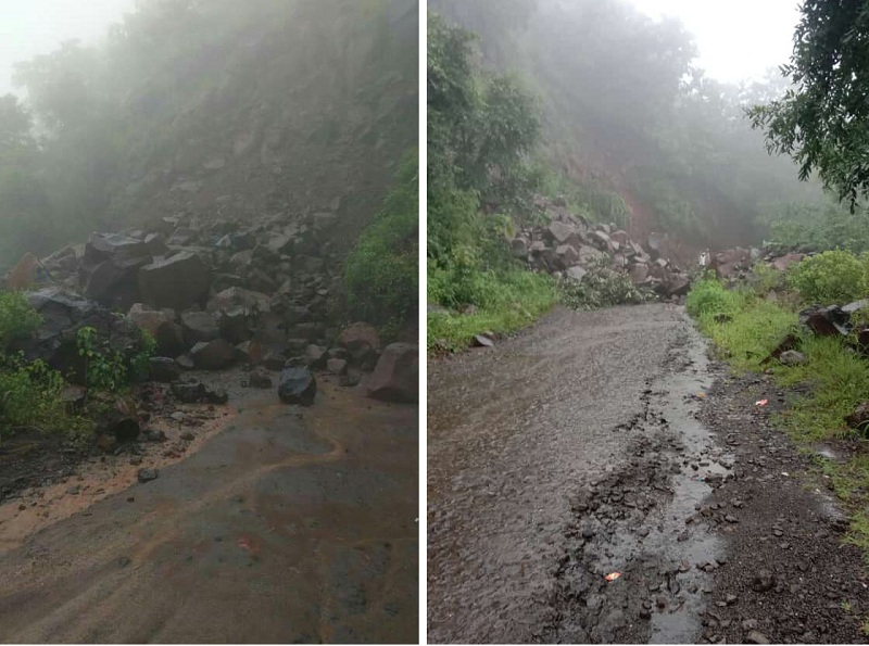 Now the landslide in Gautala Ghat; the traffic on Kannada-Nagad road has been disrupted | आता गौताळा घाटात दरड कोसळली;कन्नड-नागद मार्गावरील वाहतूक विस्कळीत