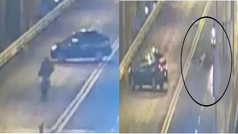 Video: Car dashes two wheeler on Lower Parel Bridge; Both died who were on bike | Video : लोअर परळ ब्रिजवर कारने अचानक युटर्न घेतल्याने झाला मोठा अपघात; दुचाकीवरील दोघांचाही मृत्यू