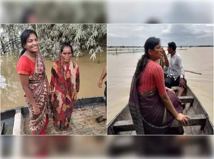 IAS Keerthi Jalli visit assam floods villages winning hearts online | IAS Keerthi Jalli : कर्तव्यनिष्ठेला सलाम! IAS बोटीतून गावात पोहोचल्या; चिखलातून पूरग्रस्तांच्या मदतीसाठी सरसावल्या