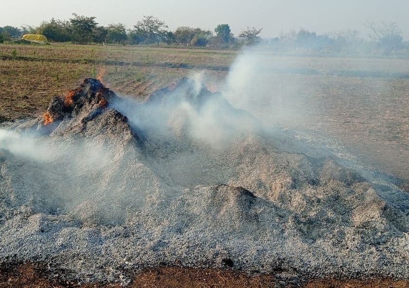 Harbhara Ganji fire in Washim; Two lakhs loss | वाशिममध्ये हरभरा गंजीला आग; दोन लाखांचे नुकसान