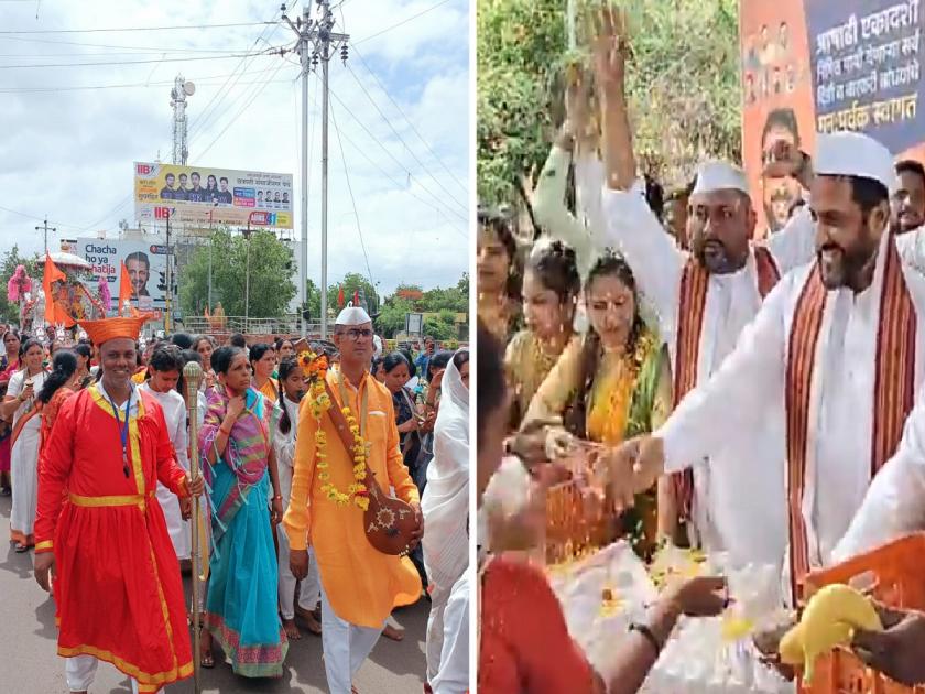 'Vitthal Vitthal Vitthala, Hari Om Vitthala'; Devotees headed for little Pandharpur, Jalna Road swelled with crowds | 'हरी ओम विठ्ठला'! भाविक निघाले छोट्या पंढरपूरकडे, खा. जलील फराळ वाटपात सहभागी