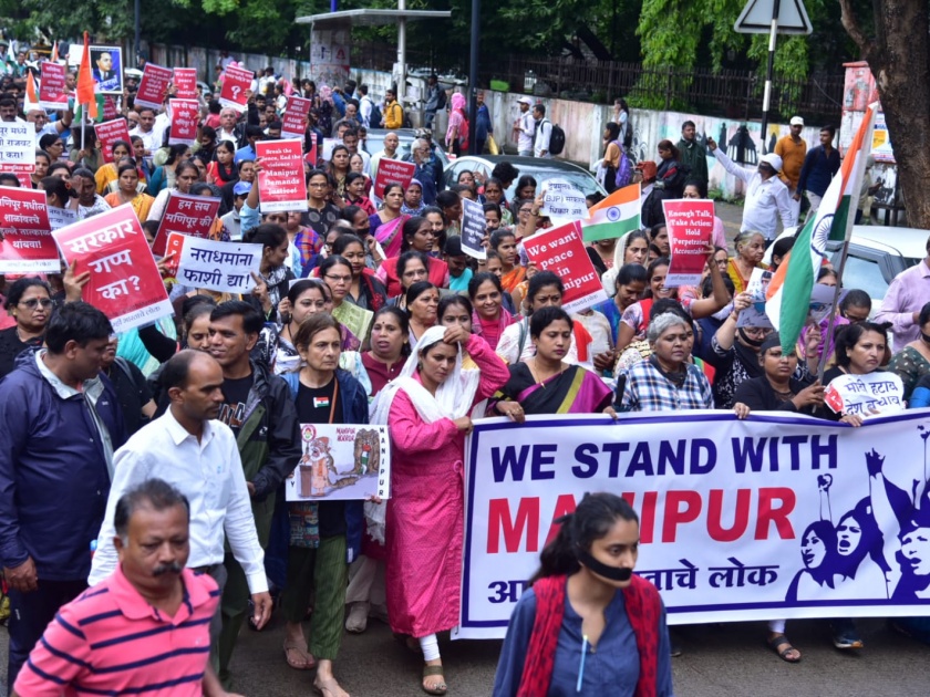 Silent march to protest Manipur incident in nashik | नराधमांना अटक करा, राष्ट्रपती राजवट लागू करा; मणिपूर घटनेच्या निषेधार्थ मूकमोर्चा