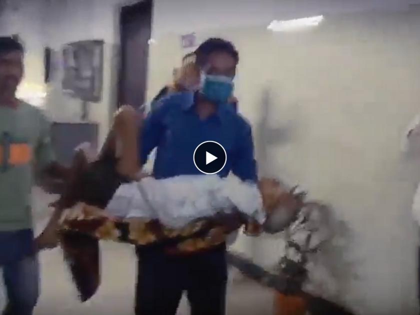 kanpur hospital video viral son kept wandering 70 year old man in his lap | Video - ना स्ट्रेचर, ना कोणाची मदत; आजारी वडिलांना उचलून घेऊन रुग्णालयात फिरत राहिला लेक