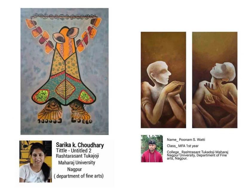 Exhibition of paintings by five students of Fine Arts Department at Jahangir Art Gallery | ललित कला विभागातील पाच विद्यार्थ्यांच्या चित्रांचे जहांगीर आर्ट गॅलरीत प्रदर्शन