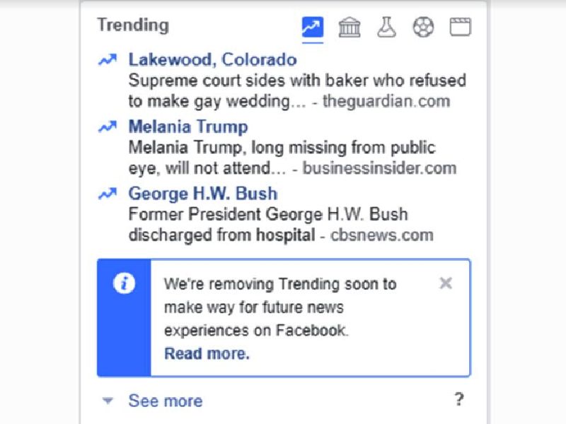 Facebook's trending topic department will be closed | फेसबुकचा ट्रेंडींग टॉपिक विभाग होणार बंद