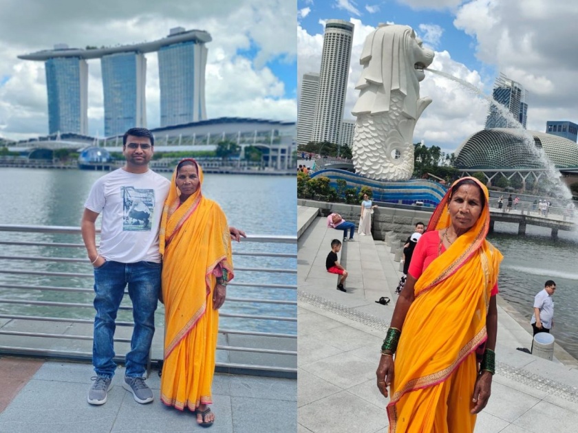 Visited son Dattatray's office in Singapore wearing a yellow sarie; The loving story of Dattatraya who took his mother to 'Foreign' of Bhogalgaon | पिवळं लुगडं नेसून सिंगापूरला लेकाचं ऑफिस पाहिलं; आईला ‘फॉरिन’ला नेणाऱ्या दत्तात्रयची संघर्ष यात्रा...