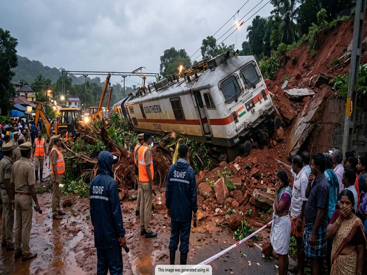 Mumbai Rains Local Train Kerala Landslide Derails Train Engine, Disrupts Rail Services Amidst ...