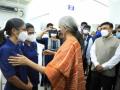 FM visits 100-bed COVID Care Centre in Bengaluru - Hindi News | FM visits 100-bed COVID Care Centre in Bengaluru | Latest health News at Lokmattimes.com